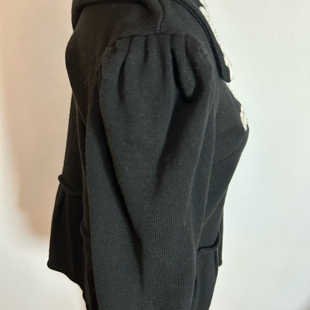 Madison Black Peplum Cardigan with Embroidered Collar - Picture 5 of 8